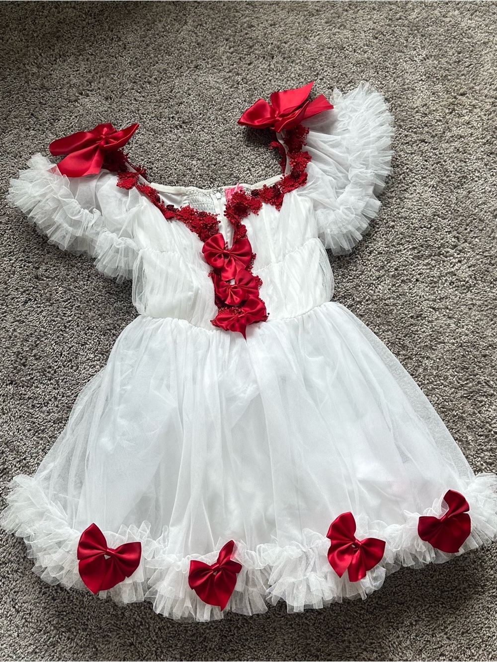 Sugar Thrillz White Mini Dress with Red Bows
